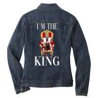 King Throne Scepter Crown Monarch Nobility Premium T Shirt Ladies Denim Jacket | Artistshot