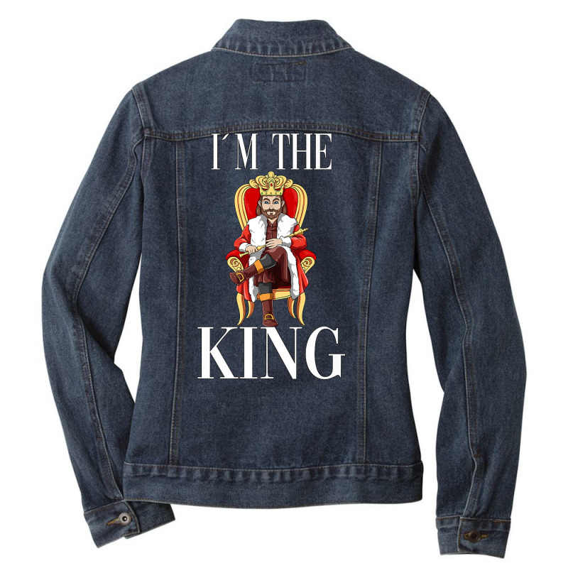 King Throne Scepter Crown Monarch Nobility Premium T Shirt Ladies Denim Jacket by cm-arts | Artistshot