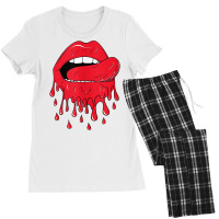 Tongue Licking Red Melting Lips Tank Top Women's Pajamas Set | Artistshot