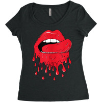 Tongue Licking Red Melting Lips Tank Top Women's Triblend Scoop T-shirt | Artistshot