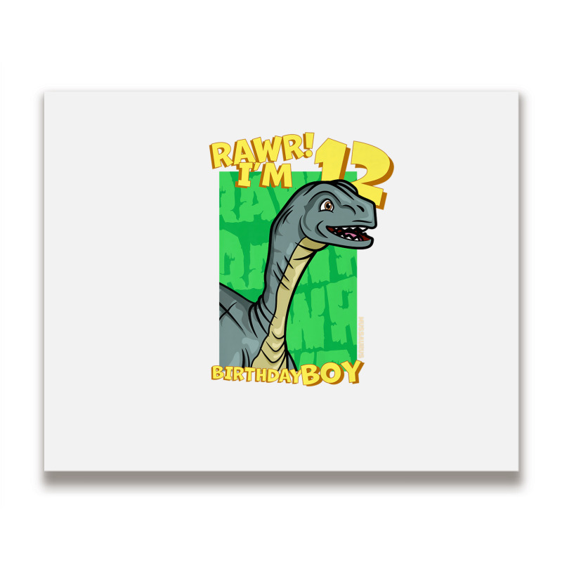 Rawr! I'm 12 Birthday Boys 12th Birthday Dino Mussaurus Metal Print Horizontal | Artistshot