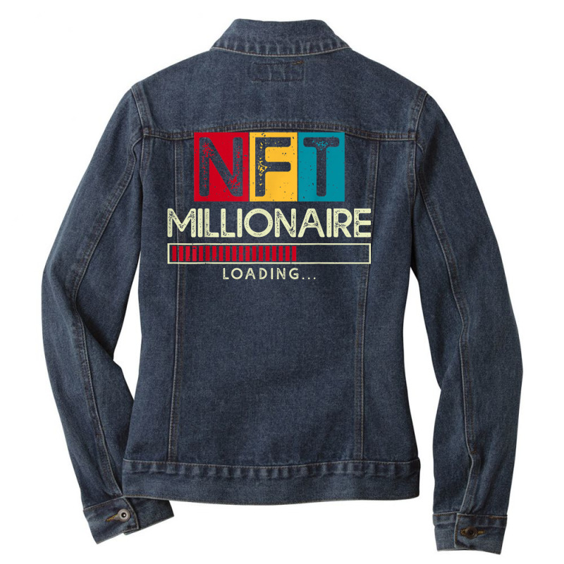 Nft Millionaire Loading   Crypto Hodl T Shirt Ladies Denim Jacket by hin | Artistshot