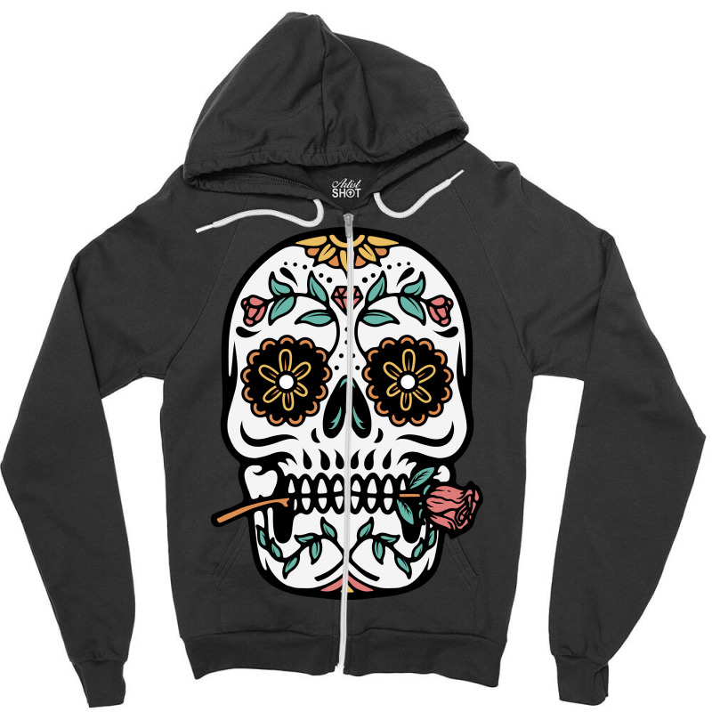 Mexican Skull Zipper Hoodie | Artistshot