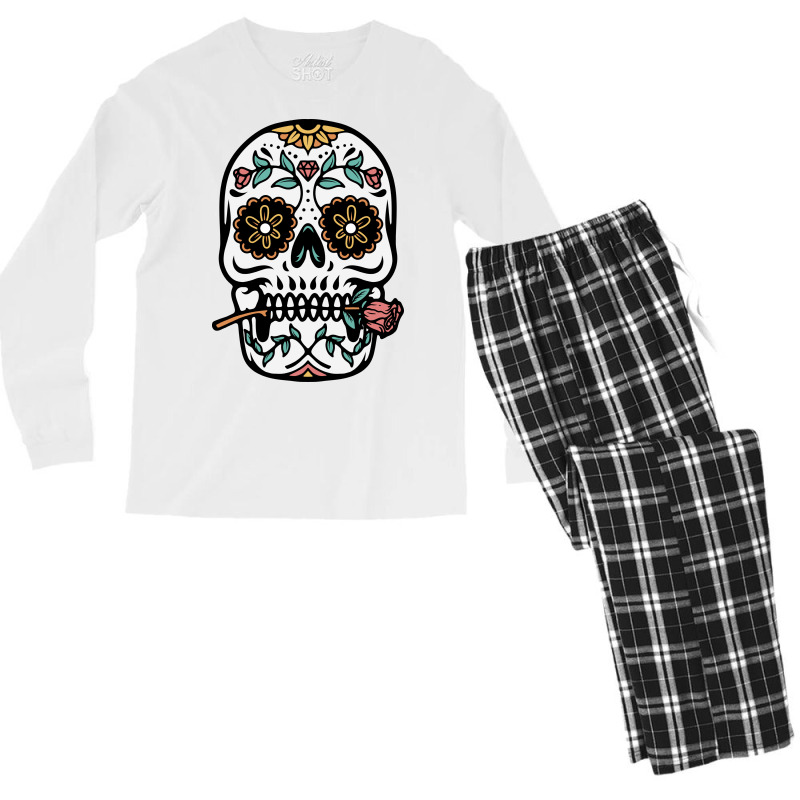 Mexican Skull Men's Long Sleeve Pajama Set | Artistshot