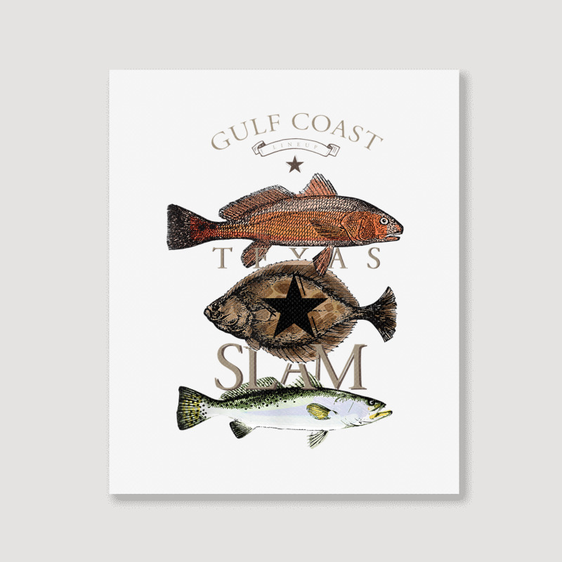 Texas Slam Fishing Red Drum Flounder Trout T Shirt Portrait Canvas Print | Artistshot