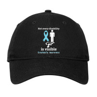 Not Every Disability Is Visible Dysphagia Awareness  Blue And Yellow R Adjustable Cap | Artistshot