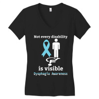 Not Every Disability Is Visible Dysphagia Awareness  Blue And Yellow R Women's V-neck T-shirt | Artistshot