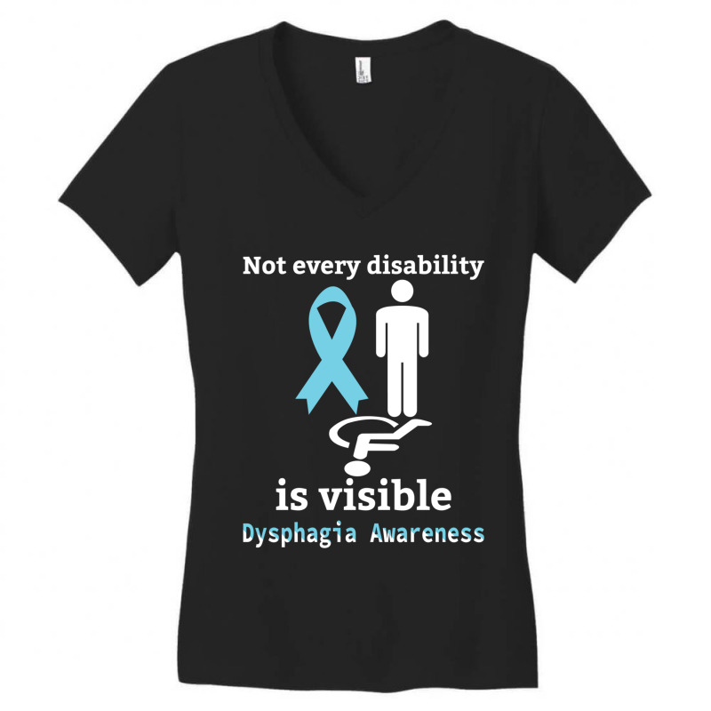 Not Every Disability Is Visible Dysphagia Awareness  Blue And Yellow R Women's V-Neck T-Shirt by cm-arts | Artistshot