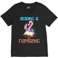 Book Reader Who Also Loves Animals Like The Flamingo 378 Booked Books  V-neck Tee | Artistshot