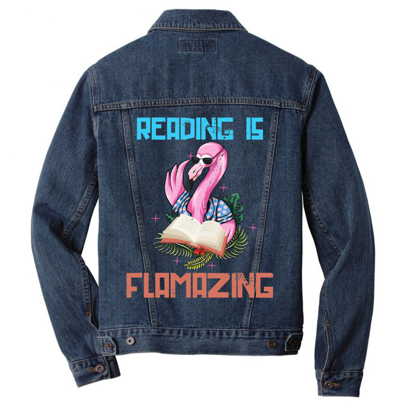 Book Reader Who Also Loves Animals Like The Flamingo 378 Booked Books  Men Denim Jacket by cm-arts | Artistshot