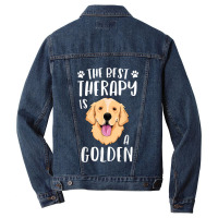 The Best Therapy Is A Golden Retriever Fur Mama Women Dog Men Denim Jacket | Artistshot