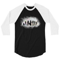 Surfer Silhouettes Back Black 3/4 Sleeve Shirt | Artistshot