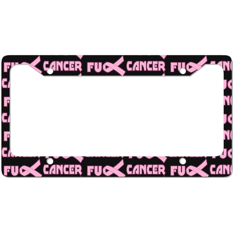 Pretty CANCER AWARENESS License Frame with Pink Ribbons - White