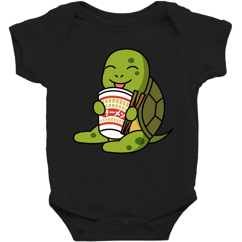 Turtle Eating Instant Ramen Noodles Pet Long Sleeve T Shirt Baby Bodysuit by cm-arts | Artistshot