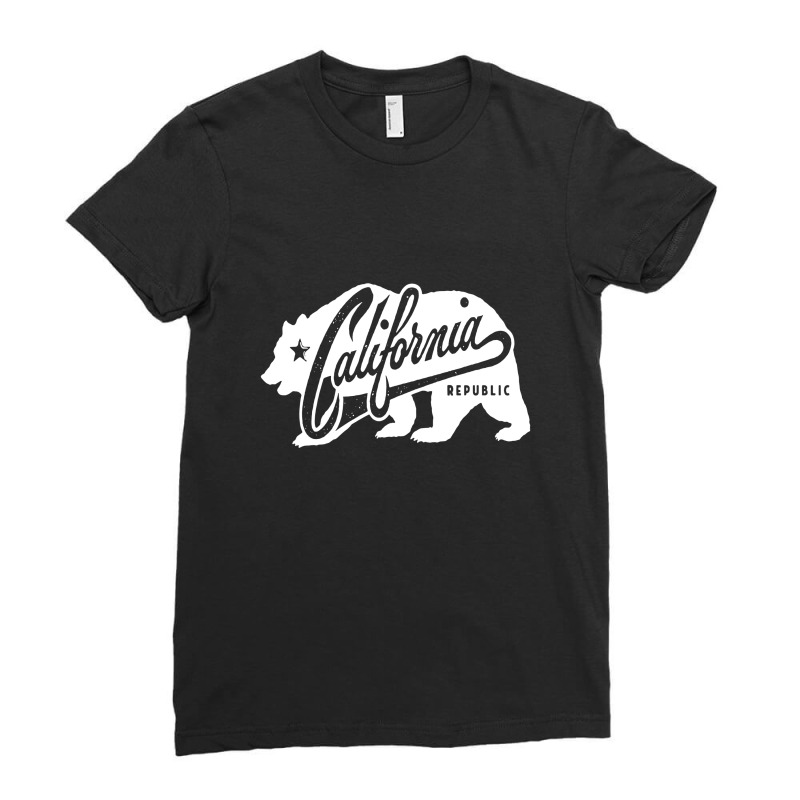 California Republic Grunge Bear Lifestyle Ladies Fitted T-Shirt by cm-arts | Artistshot