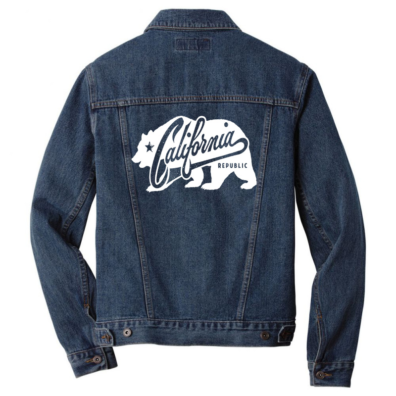 California Republic Grunge Bear Lifestyle Men Denim Jacket by cm-arts | Artistshot