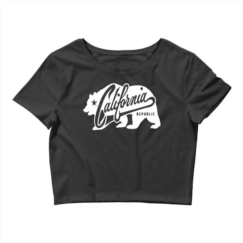 California Republic Grunge Bear Lifestyle Crop Top by cm-arts | Artistshot