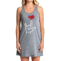 Asl I Love You Hand Heart American Sign Language Pullover Hoodie Tank Dress | Artistshot