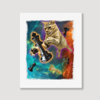 Cats In Space Chess Set Pieces Premium T Shirt Portrait Canvas Print | Artistshot