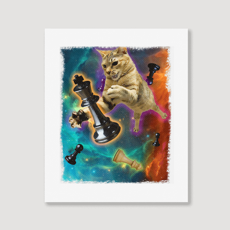 Cats In Space Chess Set Pieces Premium T Shirt Portrait Canvas Print | Artistshot