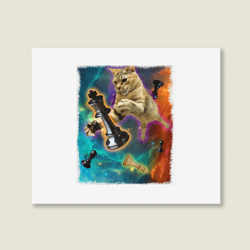 Cats In Space Chess Set Pieces Premium T Shirt Landscape Canvas Print | Artistshot