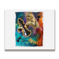 Cats In Space Chess Set Pieces Premium T Shirt Metal Print Horizontal | Artistshot