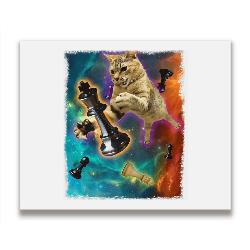 Cats In Space Chess Set Pieces Premium T Shirt Metal Print Horizontal | Artistshot