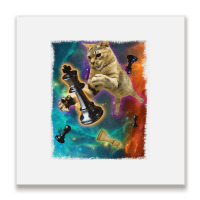 Cats In Space Chess Set Pieces Premium T Shirt Metal Print Square | Artistshot