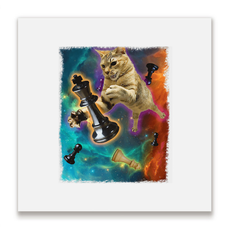 Cats In Space Chess Set Pieces Premium T Shirt Metal Print Square | Artistshot