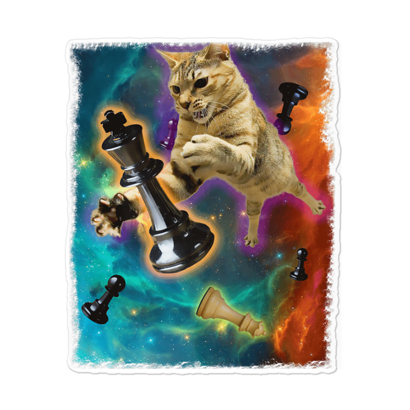 Cats In Space Chess Set Pieces Premium T Shirt Sticker | Artistshot