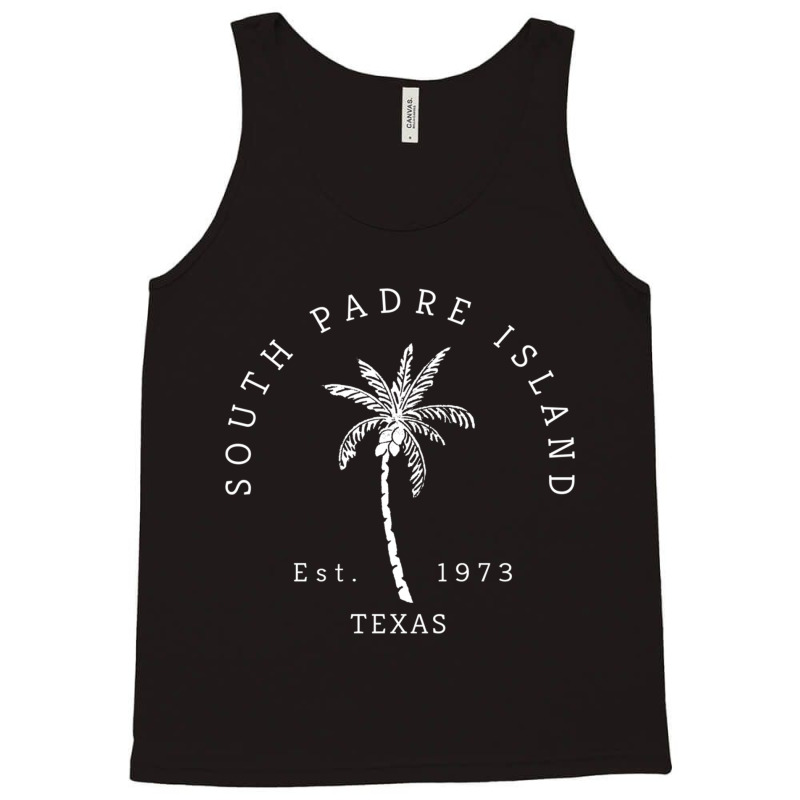 Retro Cool South Padre Island Texas Beach Palm Tree Novelty Long Sleev Tank Top by cm-arts | Artistshot