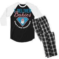 I Deliver Babies What's Your Superpower   Cute Midwife Pullover Hoodie Men's 3/4 Sleeve Pajama Set | Artistshot