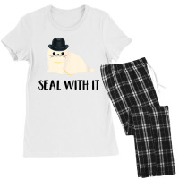 Cute White Sea Lion Seal With It Tee Women's Pajamas Set | Artistshot