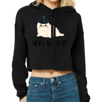 Cute White Sea Lion Seal With It Tee Cropped Hoodie | Artistshot