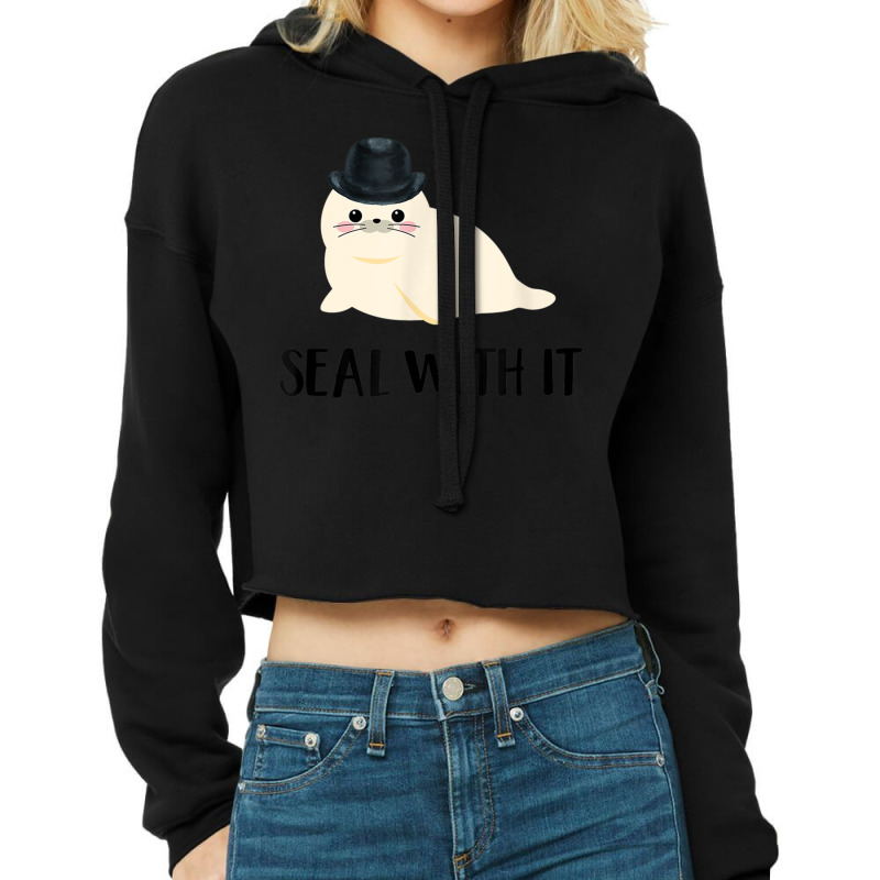 Cute White Sea Lion Seal With It Tee Cropped Hoodie by JaronKennedy | Artistshot