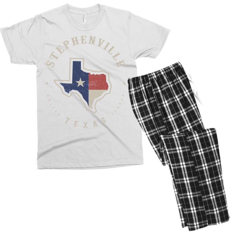 Vintage Stephenville Texas State Flag Map Souvenir Gift Long Sleeve T Men's T-shirt Pajama Set by cm-arts | Artistshot