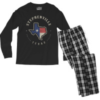 Vintage Stephenville Texas State Flag Map Souvenir Gift Long Sleeve T Men's Long Sleeve Pajama Set | Artistshot