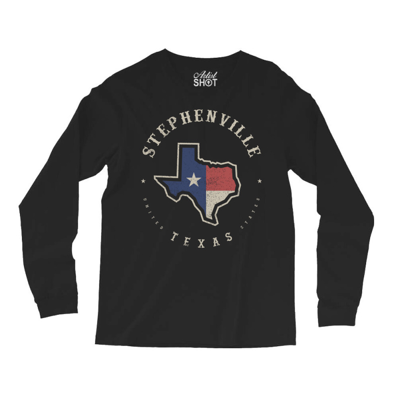 Vintage Stephenville Texas State Flag Map Souvenir Gift Long Sleeve T Long Sleeve Shirts by cm-arts | Artistshot