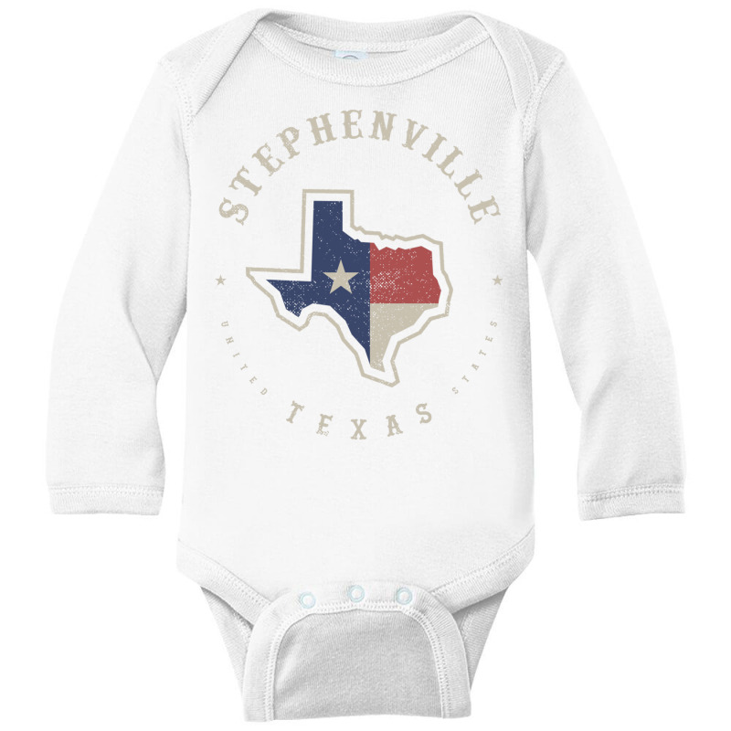 Vintage Stephenville Texas State Flag Map Souvenir Gift Long Sleeve T Long Sleeve Baby Bodysuit by cm-arts | Artistshot