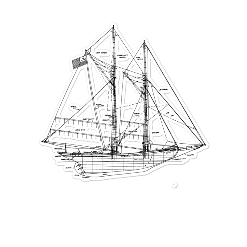 Sailing Vintage Blueprint Sailboat Yachting Vacation Sticker | Artistshot