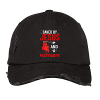 Saved By Jesus And A Pacemaker Heart Disease Awareness Funny T Shirt Vintage Cap | Artistshot