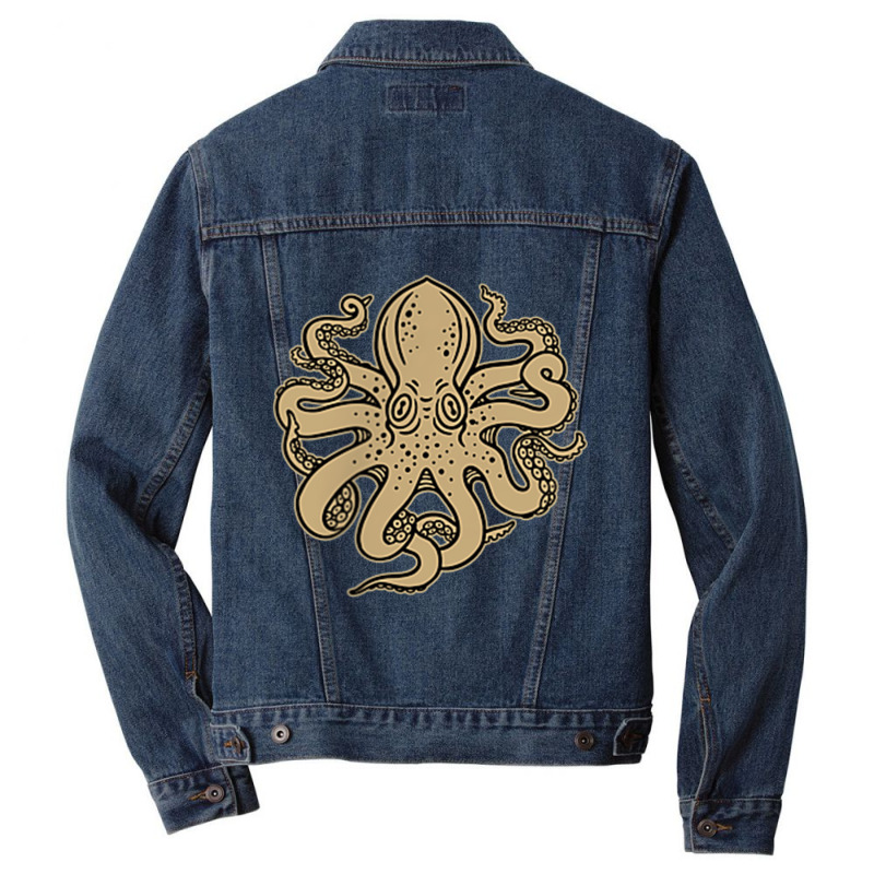 Octopus, Old School Sailor Tattoo Clipper Ship And Swallows Men Denim Jacket by SelwynOman | Artistshot