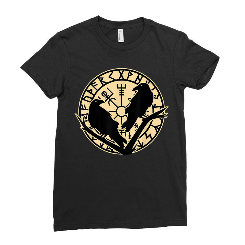 Odin Ravens Huginn Muninn Norse Mythology Vegvisir Ladies Fitted T-Shirt by SelwynOman | Artistshot