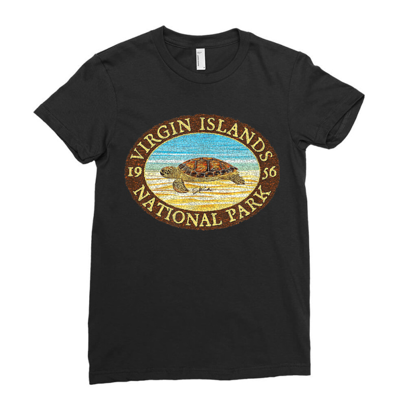 Jcombs Virgin Islands National Park, Sea Turtle On Beach Ladies Fitted T-Shirt by BethelThrift | Artistshot