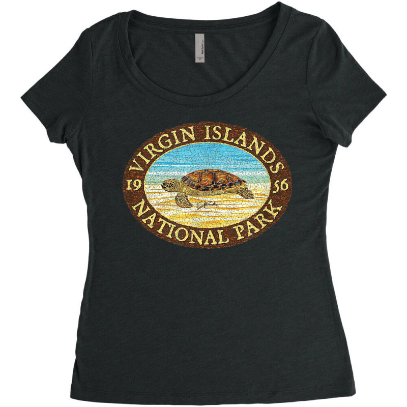 Jcombs Virgin Islands National Park, Sea Turtle On Beach Women's Triblend Scoop T-shirt by BethelThrift | Artistshot