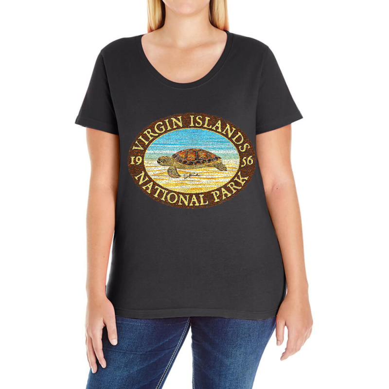 Jcombs Virgin Islands National Park, Sea Turtle On Beach Ladies Curvy T-Shirt by BethelThrift | Artistshot