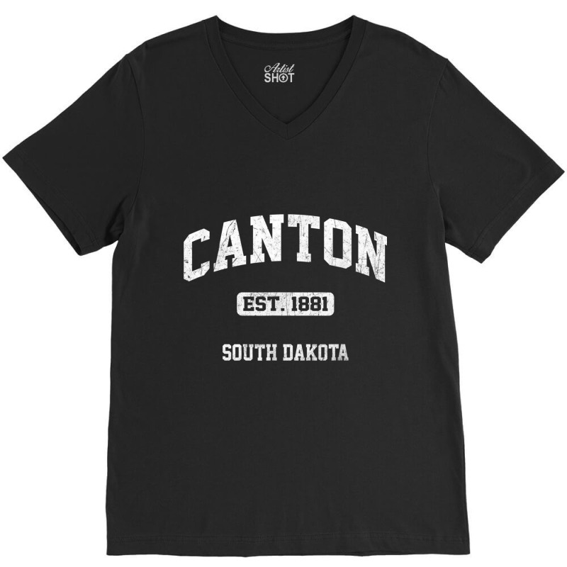 Canton South Dakota Sd Vintage State Athletic Style T Shirt V-neck Tee | Artistshot