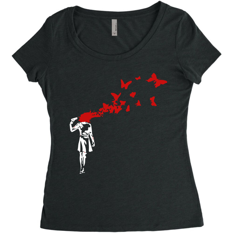 Banksy Headshot Butterfly Women's Triblend Scoop T-shirt by KikoKoi | Artistshot