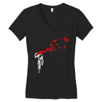 Banksy Headshot Butterfly Women's V-neck T-shirt | Artistshot