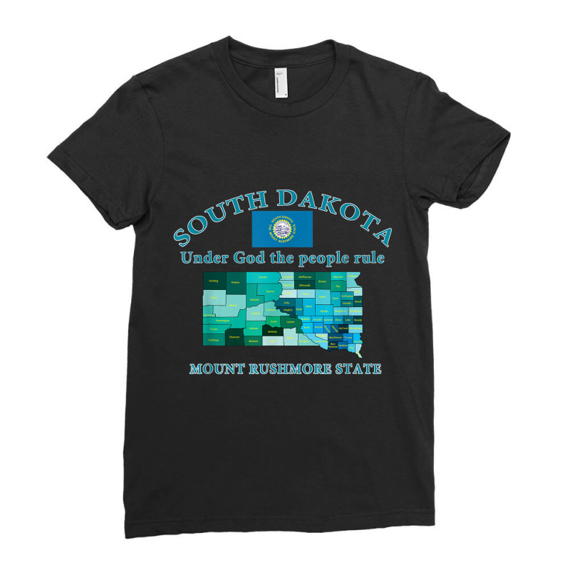 Colorful South Dakota County Map, Flag, Motto, Nickname T Shirt Ladies Fitted T-Shirt by cm-arts | Artistshot